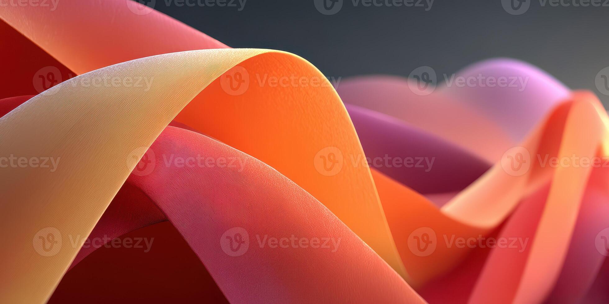 Colorful abstract ribbons flowing smoothly in a gradient of warm tones and soft curves photo