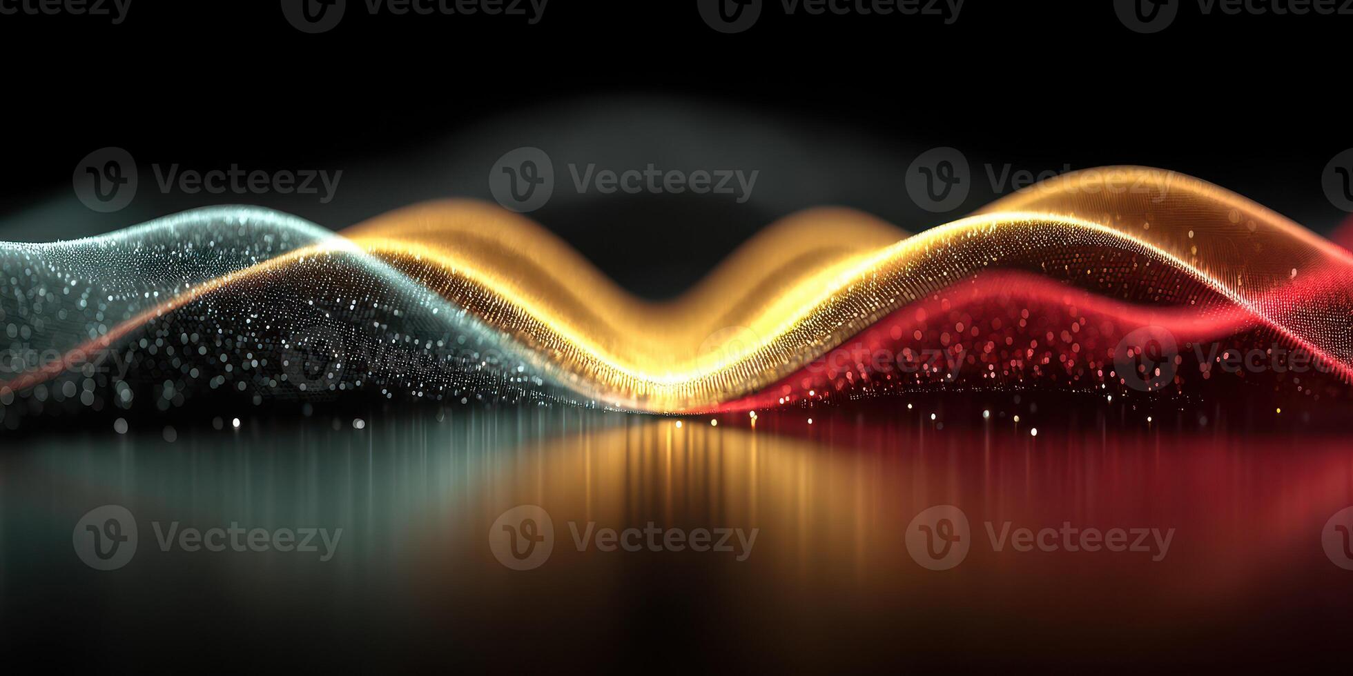 Colorful wave patterns create a mesmerizing display of light and motion in a dark environment during evening hours photo