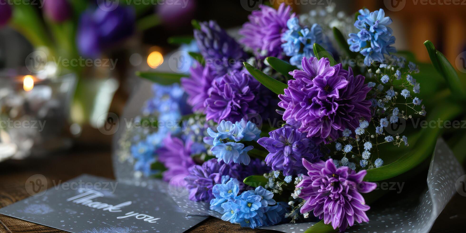 Beautiful flower bouquet arranged for a special occasion with a note of gratitude photo