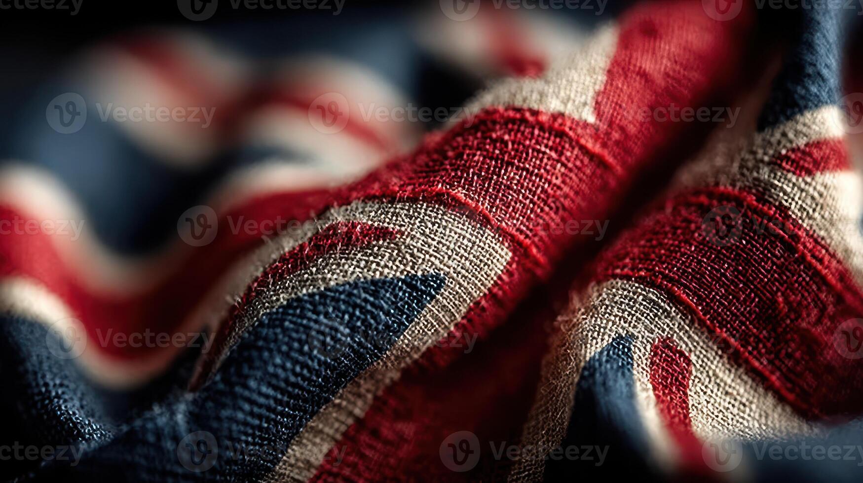 Close-up of textured British flag fabric showcasing rich colors and detailed weave in natural light photo