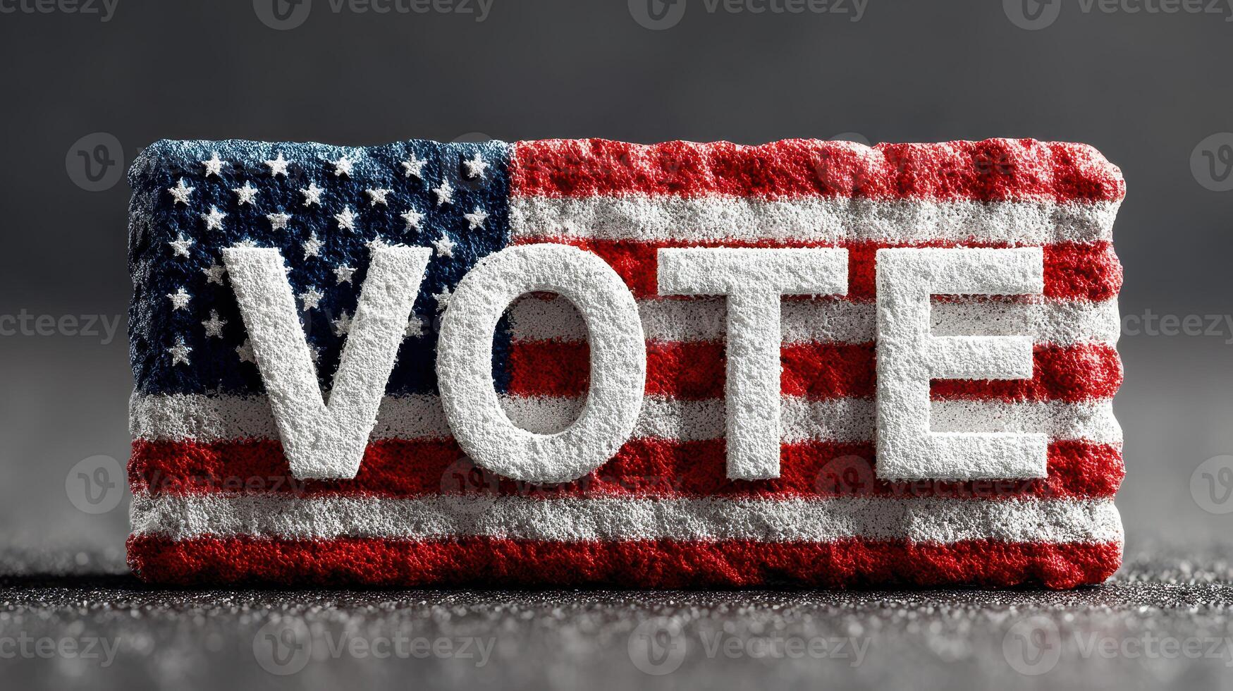 Vote sign with American flag design symbolizing civic duty and engagement in democratic processes during an election period photo