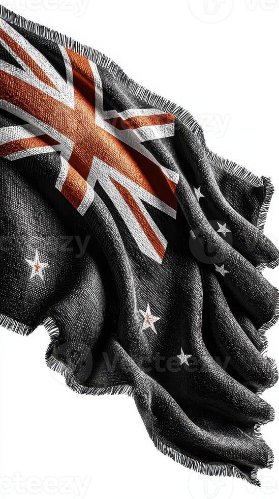 Textured fabric featuring Australia and New Zealand flags intertwined in a unique design photo