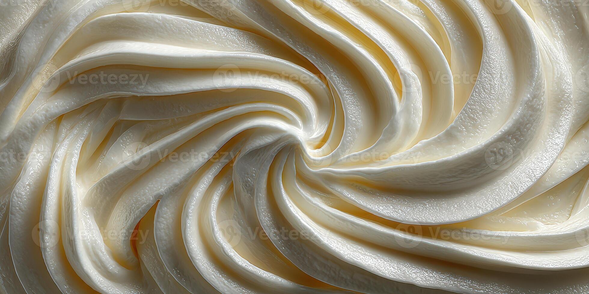 Swirling cream texture showcasing rich and smooth dessert topping in a creamy white color photo