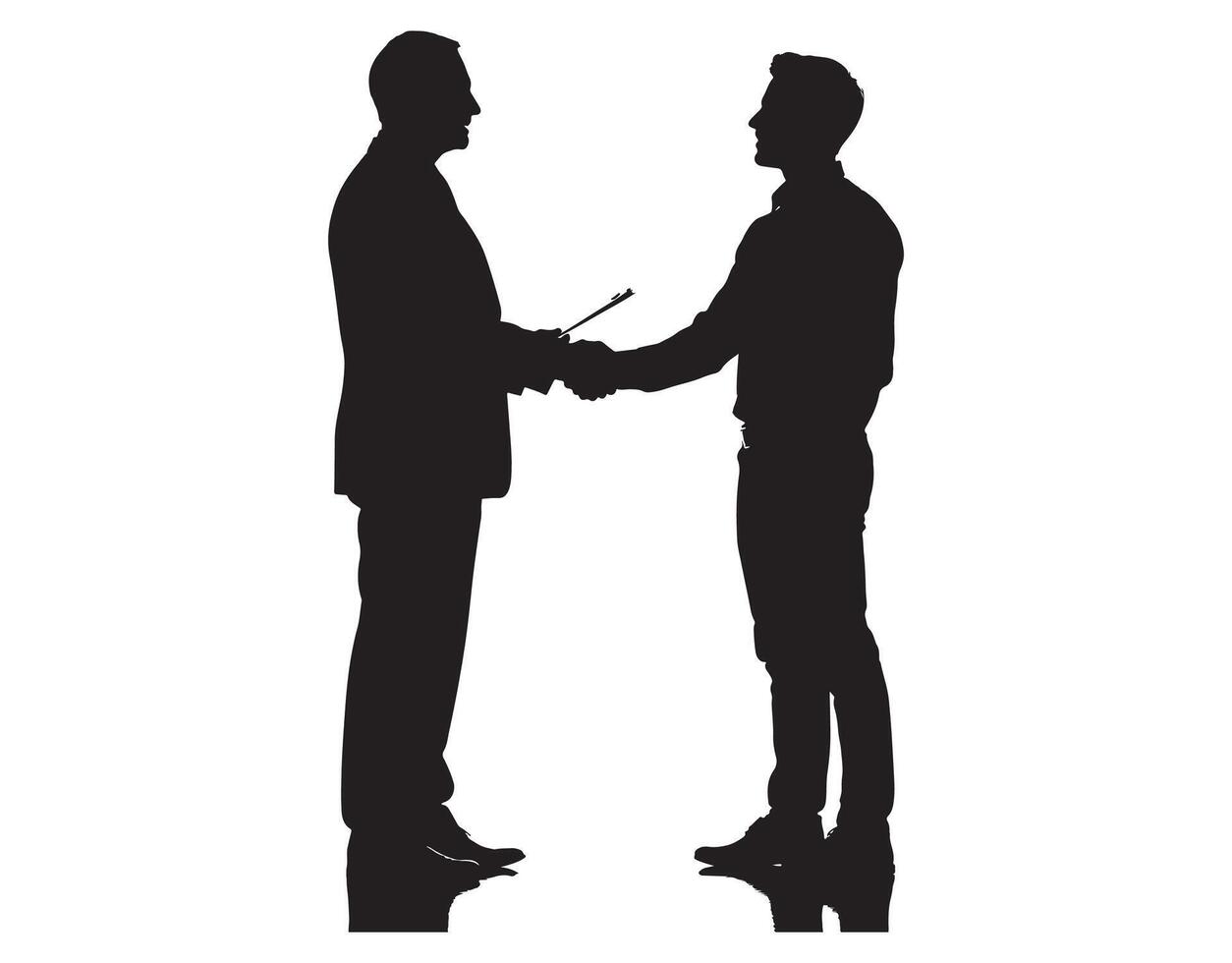 An investor and a startup founder shaking hands to finalize their deal after funding vector