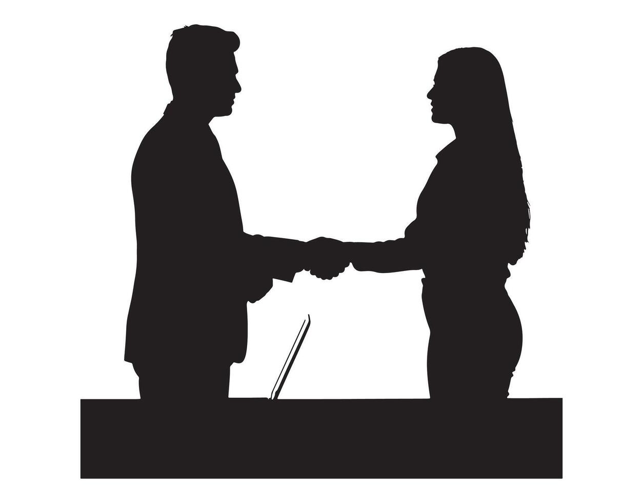 A startup founder and an investor sealing the deal with a handshake post-funding vector