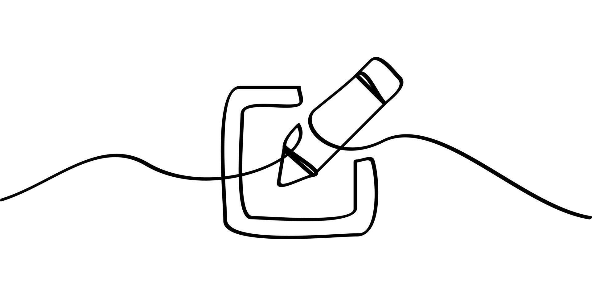 continuous line drawing pencil symbol. abstract line art illustration vector