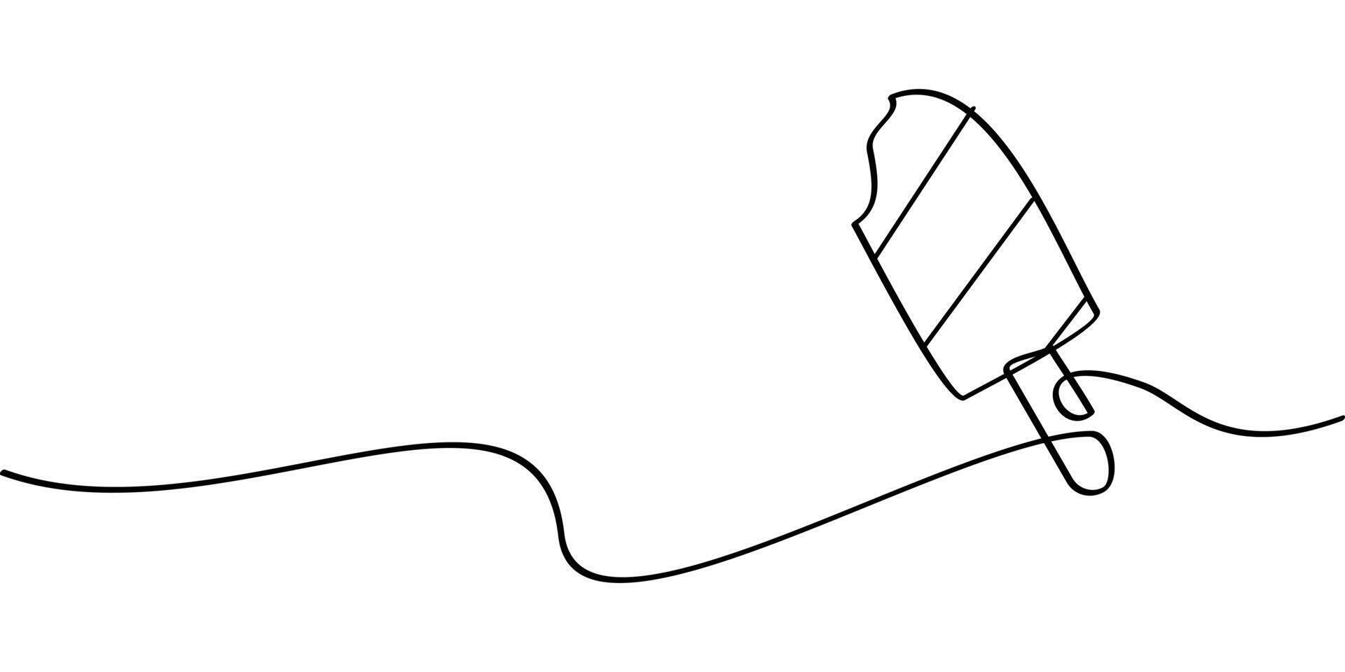 continuous line drawing of ice cream symbol. abstract line art illustration vector