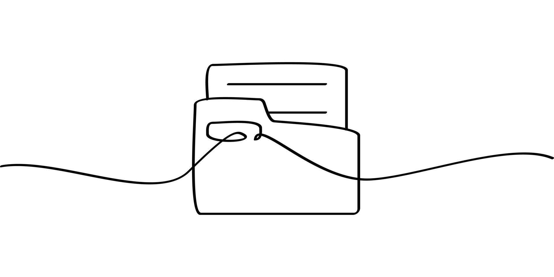 continuous line drawing of folder symbol. abstract line art illustration vector
