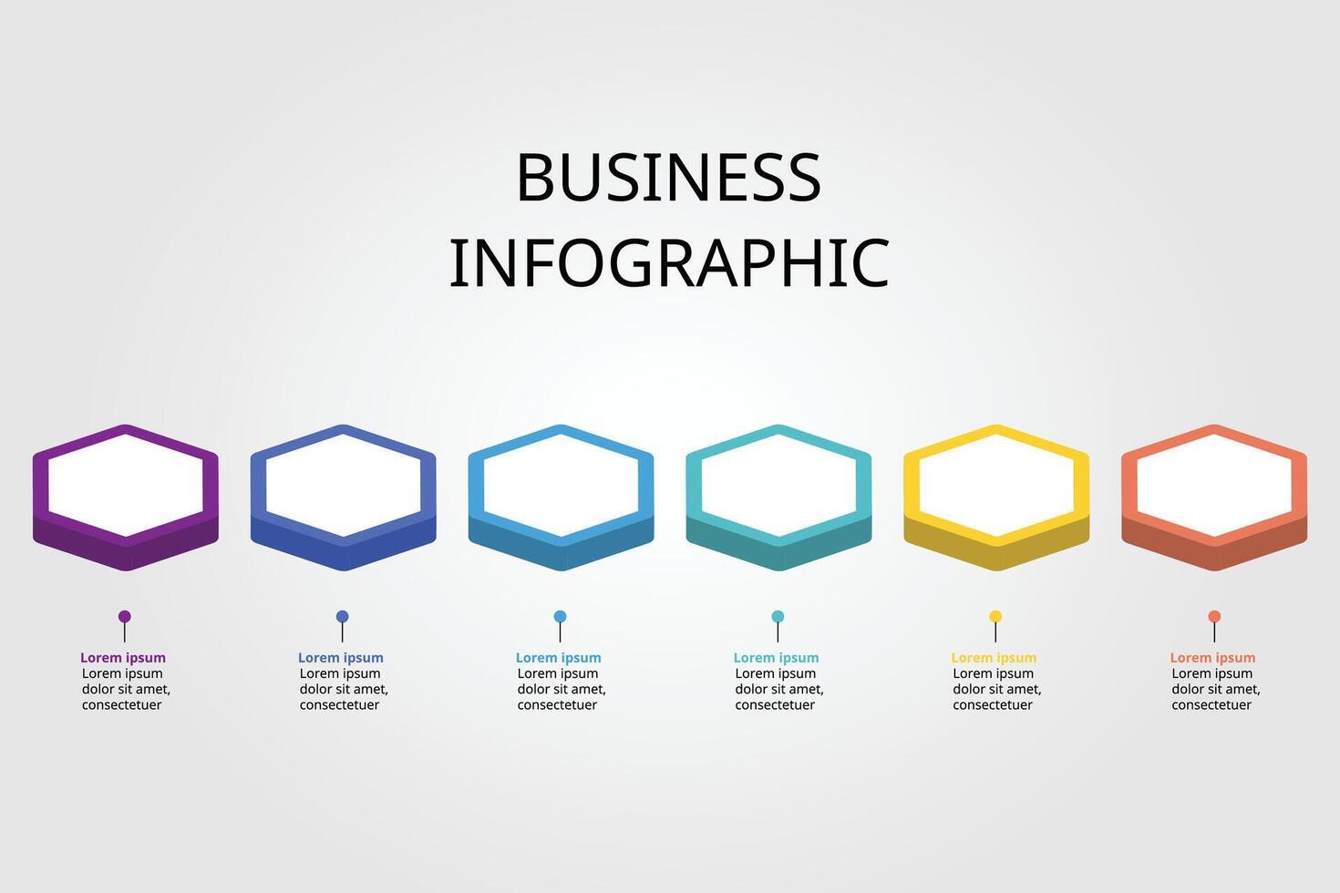 isometric hexagon template for infographic for presentation for 6 element vector