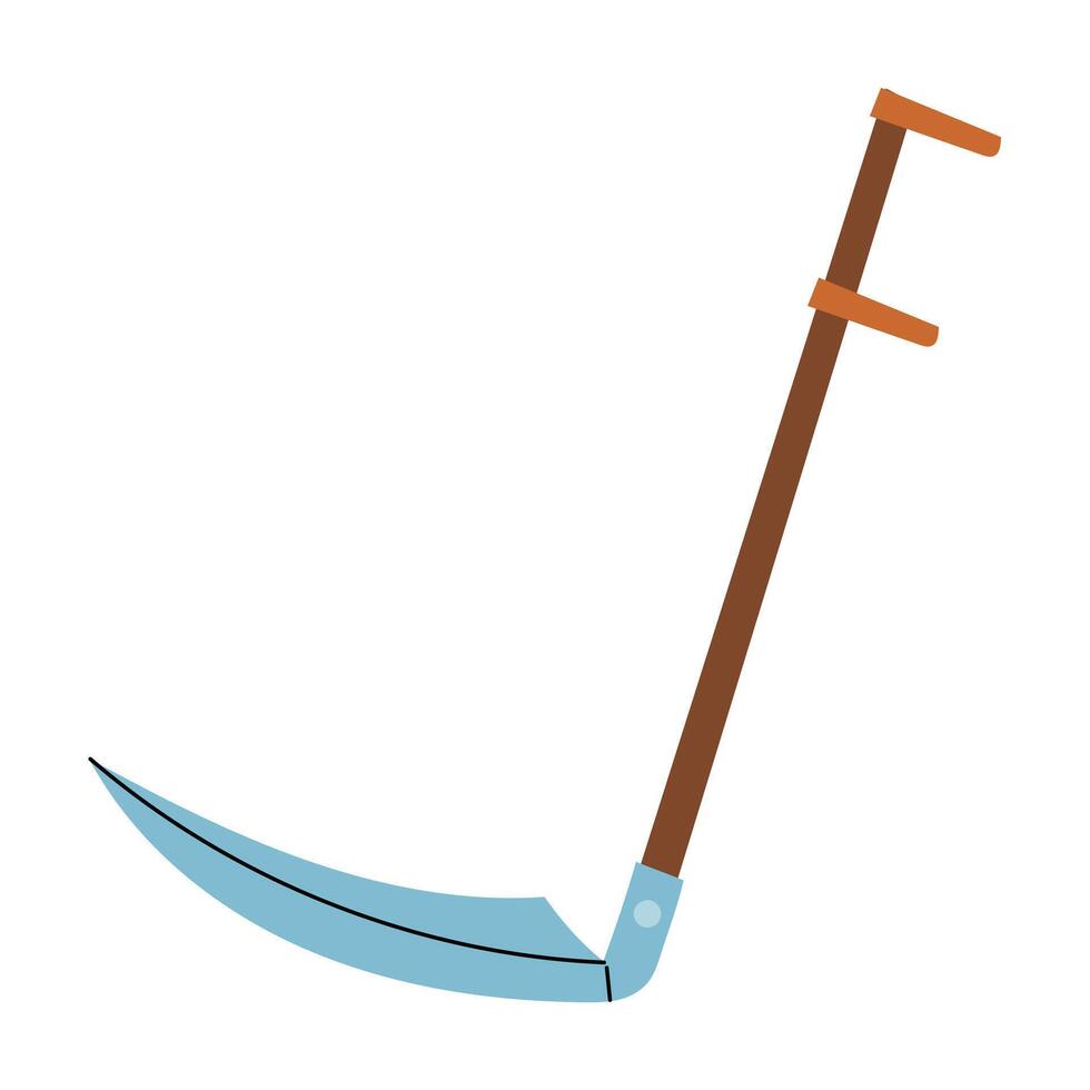Scythe, an illustration from the isolated. cut of grass. Gardening tools. Seasonal work. item for agricultural crops. Suitable for ecology, garden, cleaning, household, packaging design, infographics vector