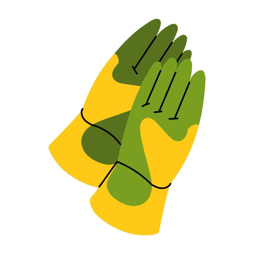 Split gloves, isolated bright illustration. Fabric gloves. product for caring for agricultural crops. Gardening tools. Suitable for ecology, garden, cleaning, household, packaging design, infographics vector