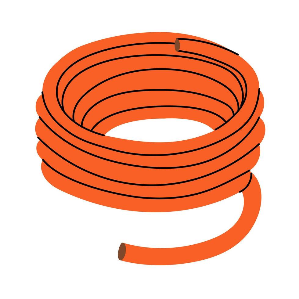hose for watering plants is rolled up, isolated bright illustration. product for caring agricultural crops. Gardening tools. Suitable for ecology, garden, cleaning, household, packaging, infographics vector