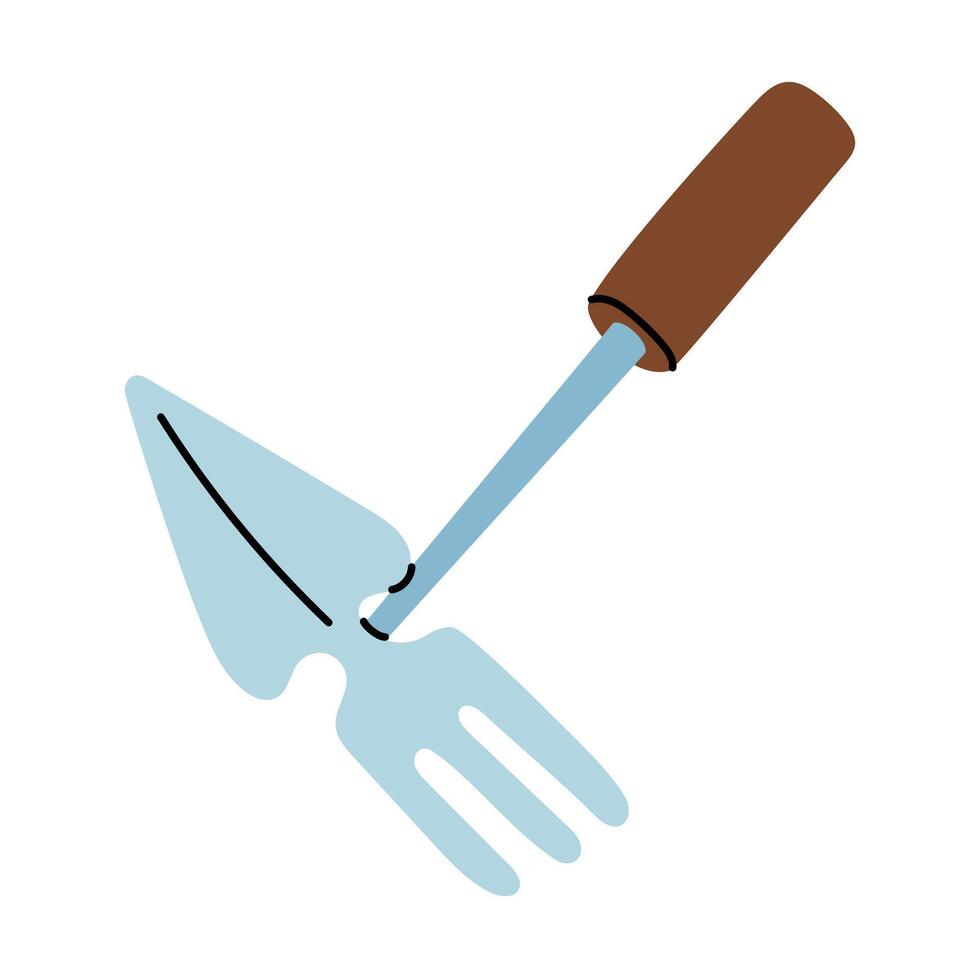 An iron hoe is a double, insulated iron illustration. A hoe for weeding. product for watering crops. Gardening tools. Suitable for ecology, garden, cleaning, household, packaging design, infographics vector
