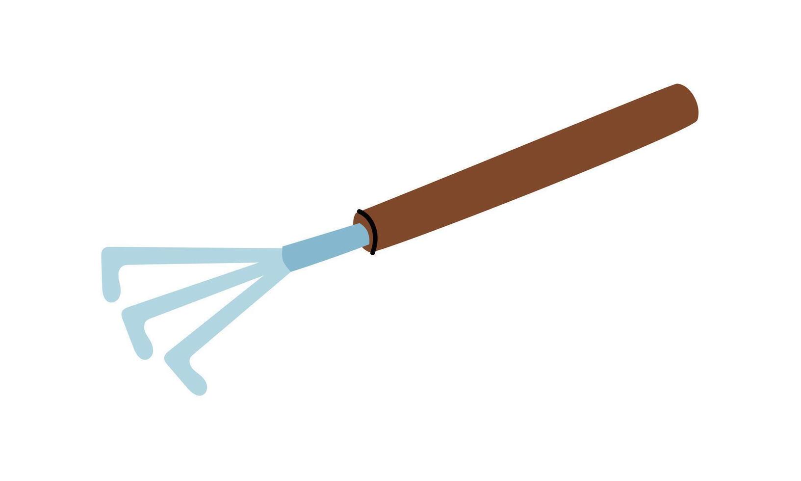 Hoe is a soil loosener. An isolated illustration. Gardening tools. Seasonal work. A product for agricultural crops. Suitable for ecology, garden, cleaning, household, packaging design, infographics vector