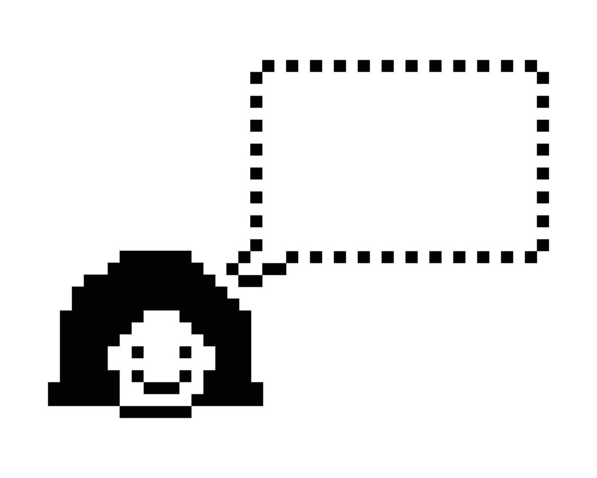 Pixel art 8 bit of lady woman female girl chat think box bubble say decoration art. vector
