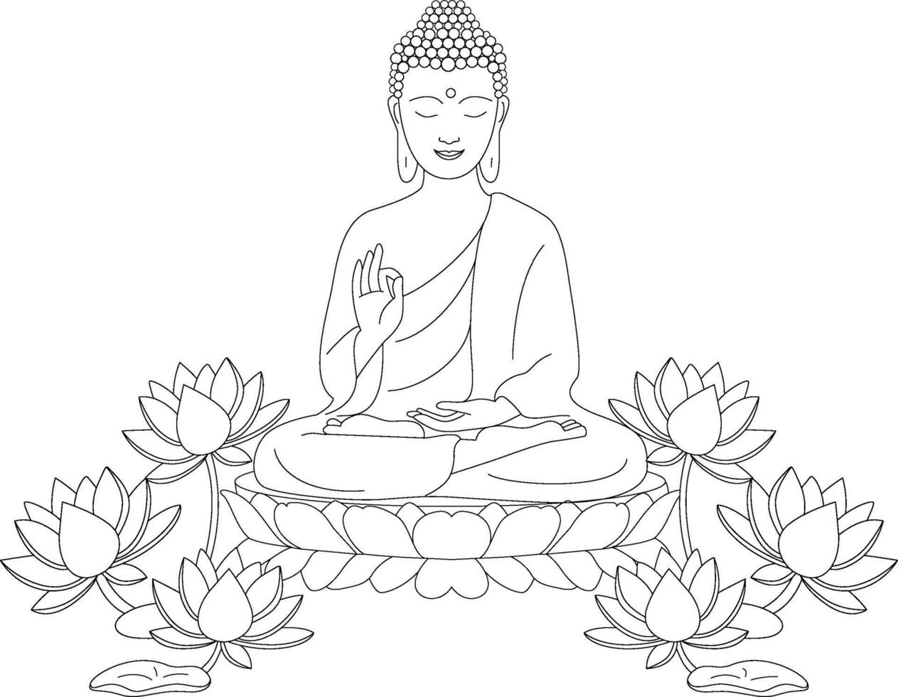 Siddharta Buddha sitting in the middle of on a Lotus vector