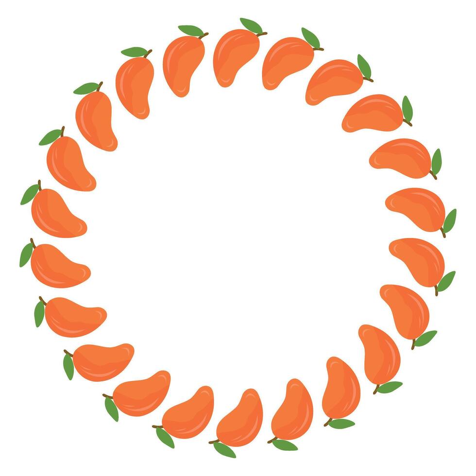 Mango fruits Wreath, Mango round Border, Fruit Round Wreath Frame, Illustration Isolated vector