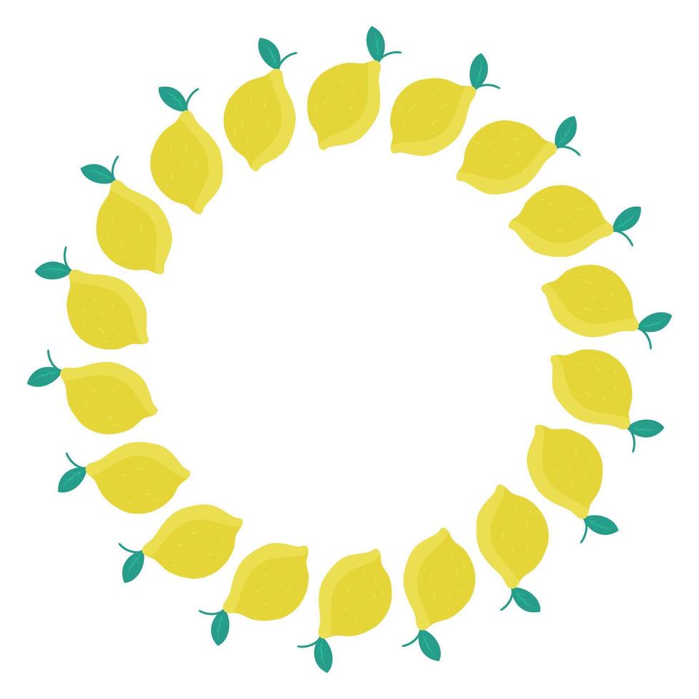 Lemons circle frame, Whole Lemons Wreath, Fruit Round Wreath Frame, Illustration Isolated vector