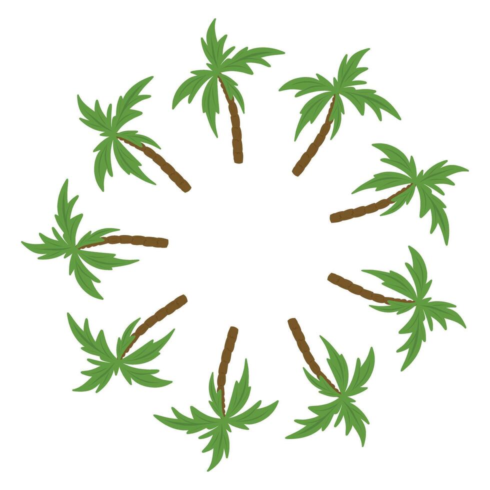 Palm trees Wreath, Palm tree circle Border, Palm trees Round Wreath Frame, Illustration Isolated vector