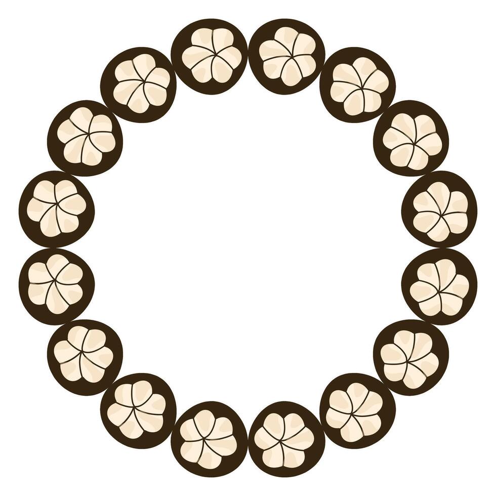 Mangosteen fruits Wreath, Mangosteen round Border, Fruit Circle Wreath Frame, Illustration Isolated vector