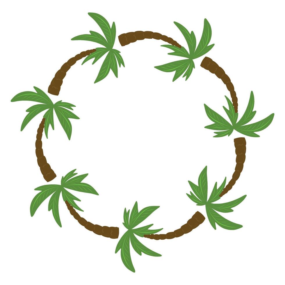 Palm trees Wreath, Palm trees circle Border, Palm trees Round Wreath Frame, Illustration Isolated vector