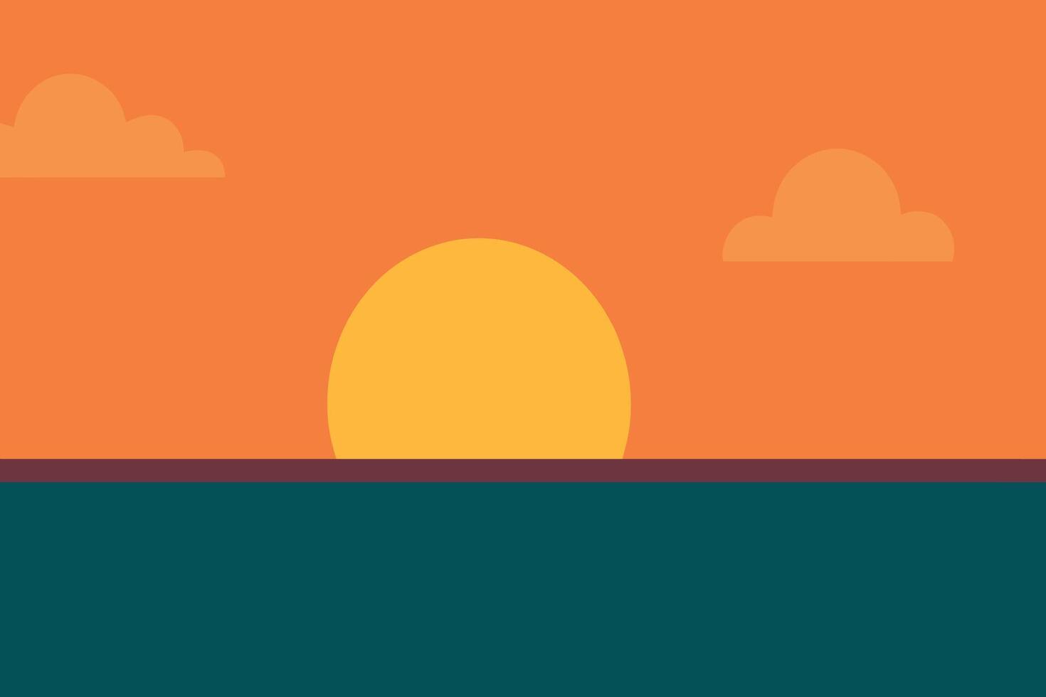 an orange sunset with clouds in the background vector
