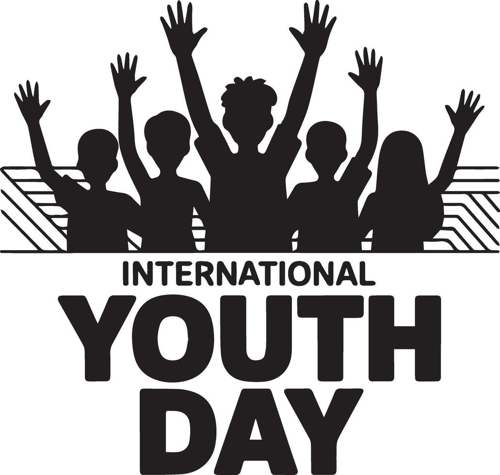 Diverse Hands Raised for International Youth Day Unity vector