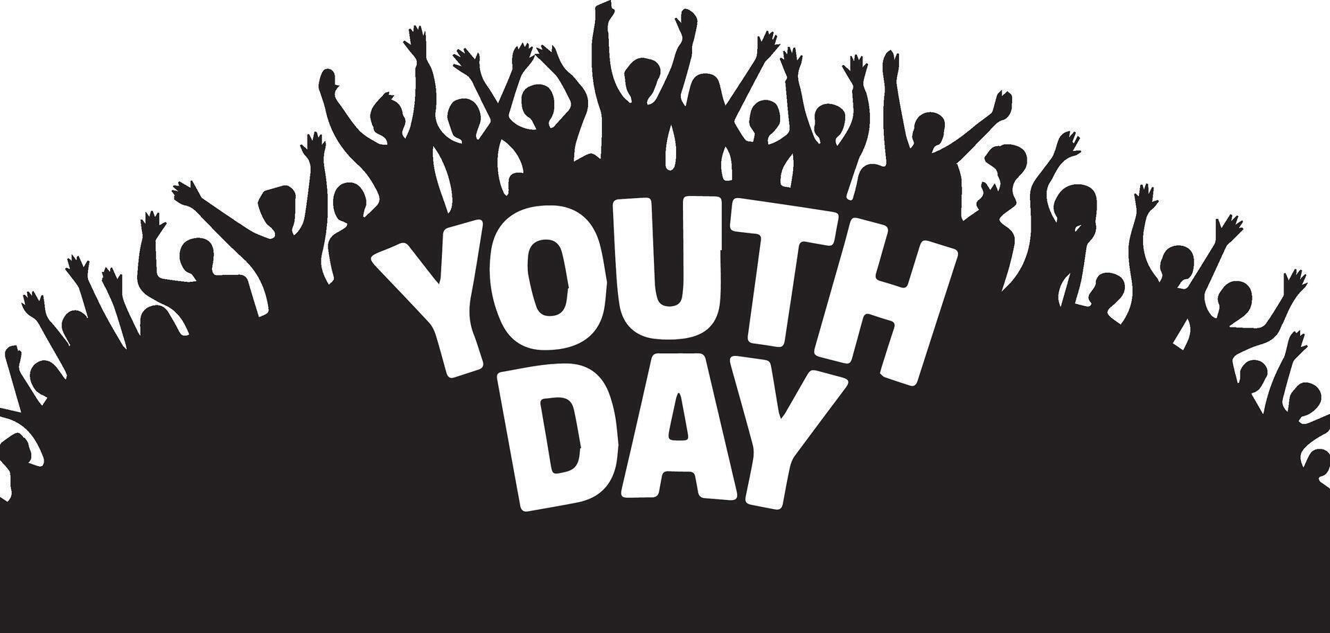 Youth Day Crowd Silhouette Celebrating vector