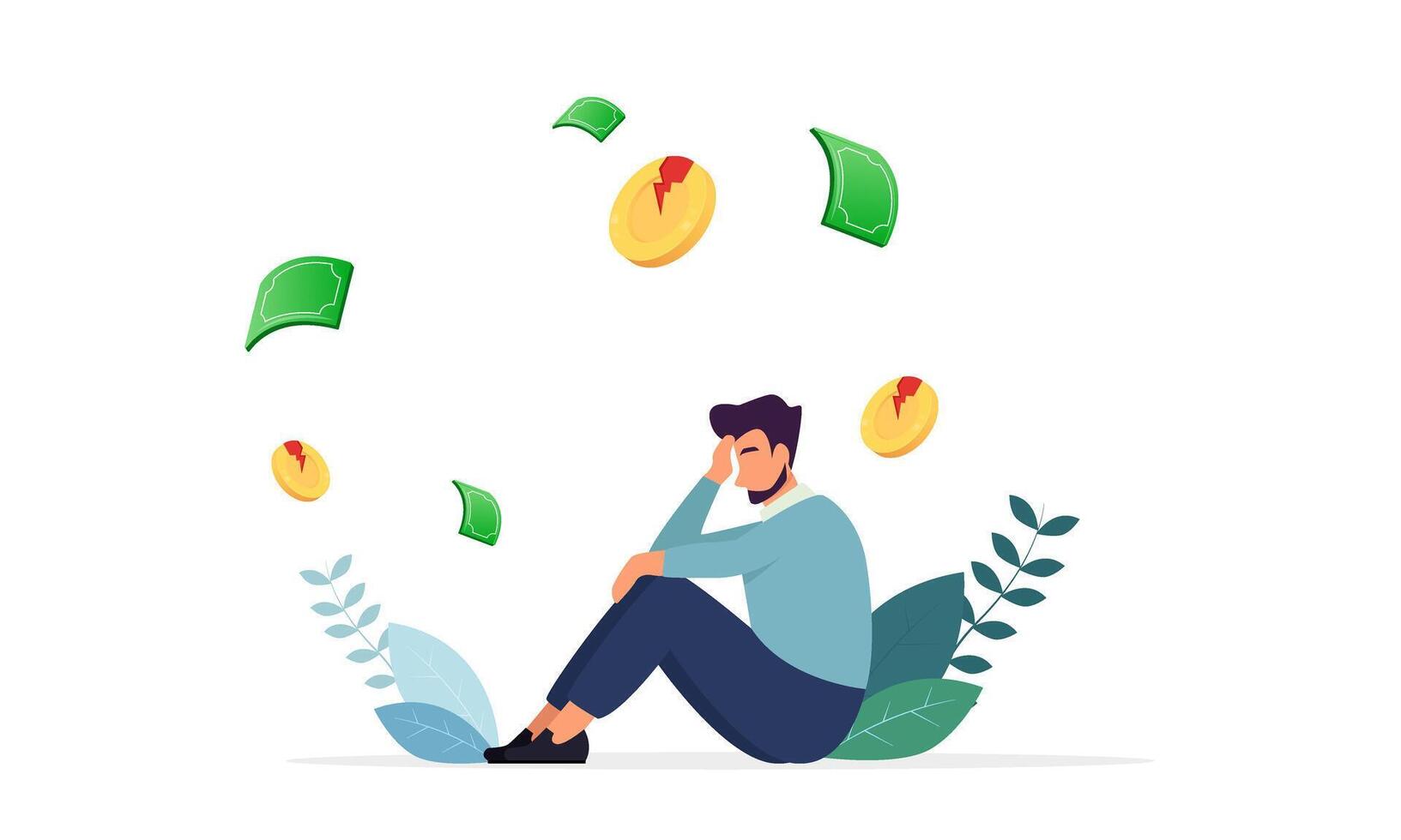 financial concept going bankrupt flat design illustration vector