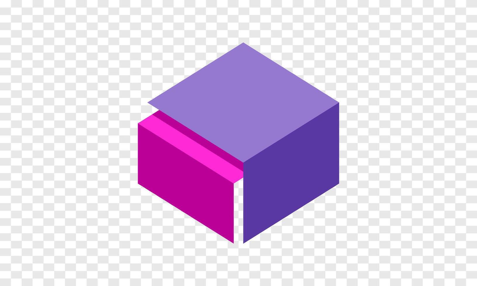 play symbols inside 3d cube elements isometric block shapes vector