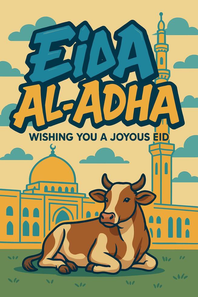 eida al-adha wishes you a joyful eid vector