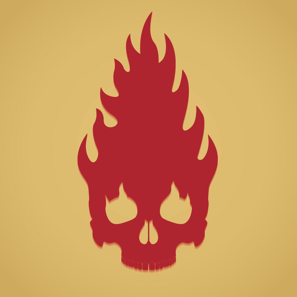 silhouette red flame skull vector