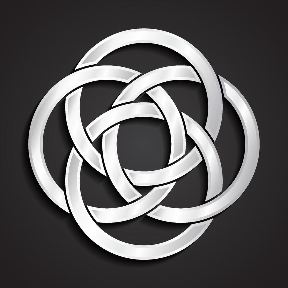3d silver circles ornamental symbol vector