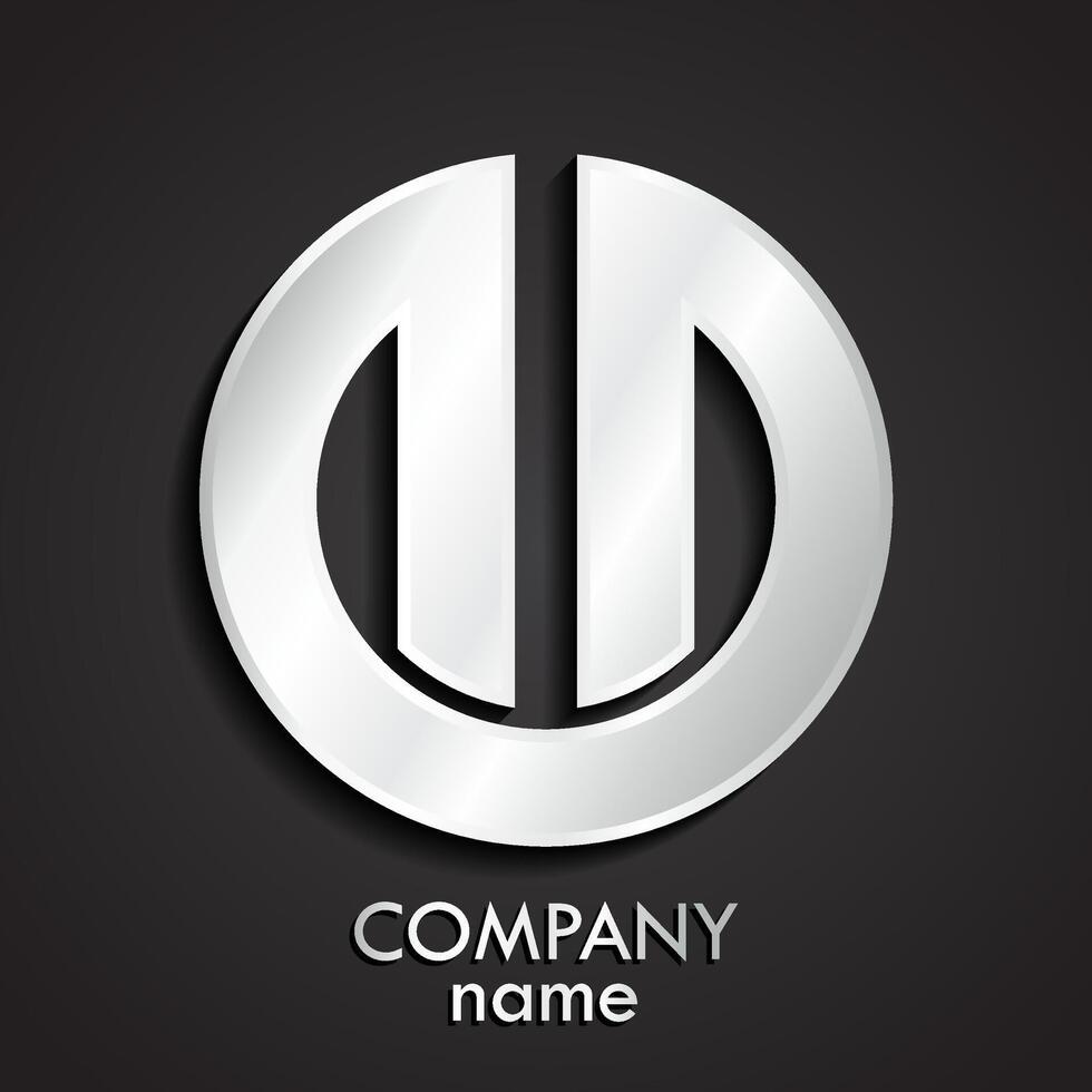3d metal silver modern design circle logo vector