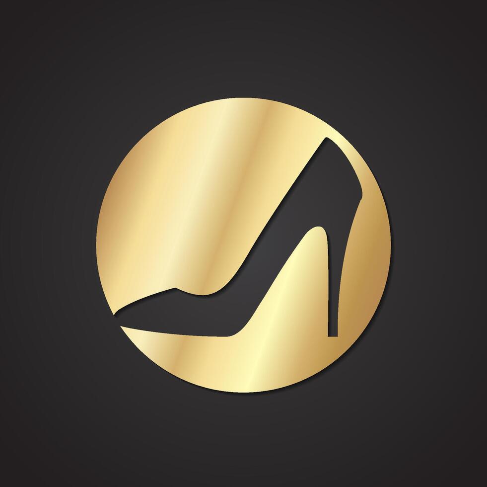 golden high heel shoe shape fashion theme logo vector