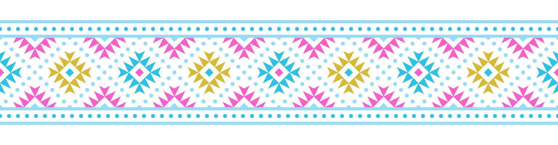 Ethnic style colorful Seamless Border. Tribal decorative tape of Aztec Motives. vector