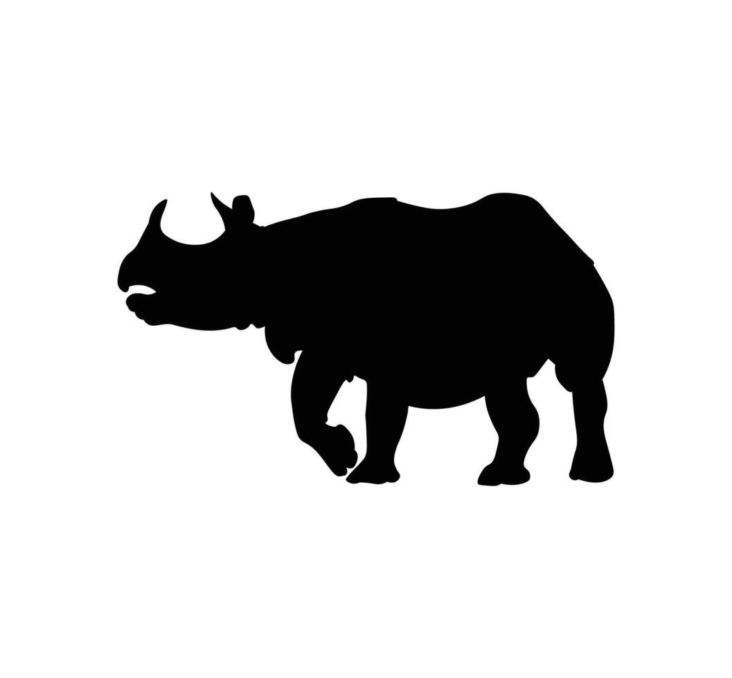 Rhinoceros Black Silhouette isolated on white background vector