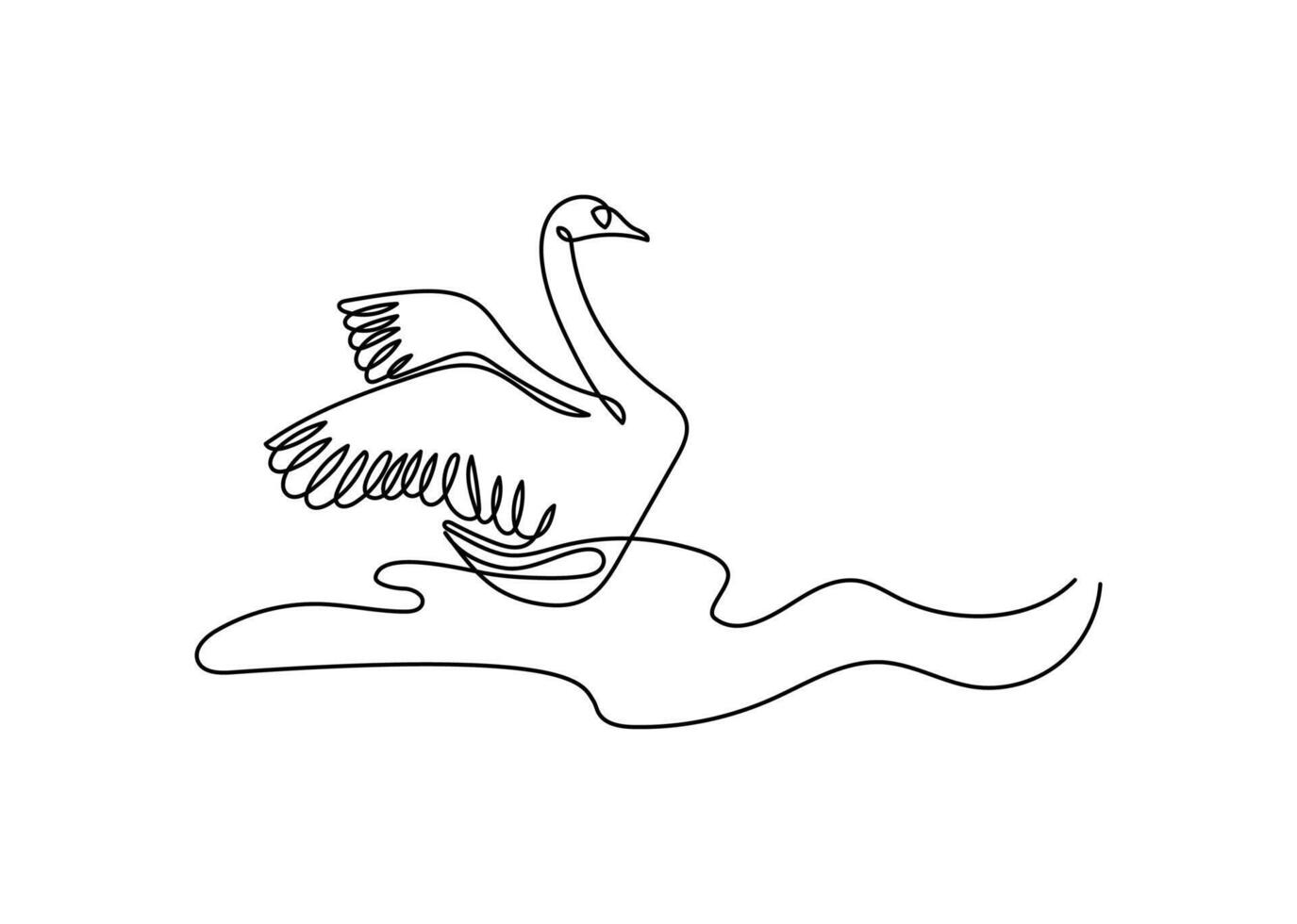 Swan continuous one line drawing. Animal sketch on a white isolated background. vector