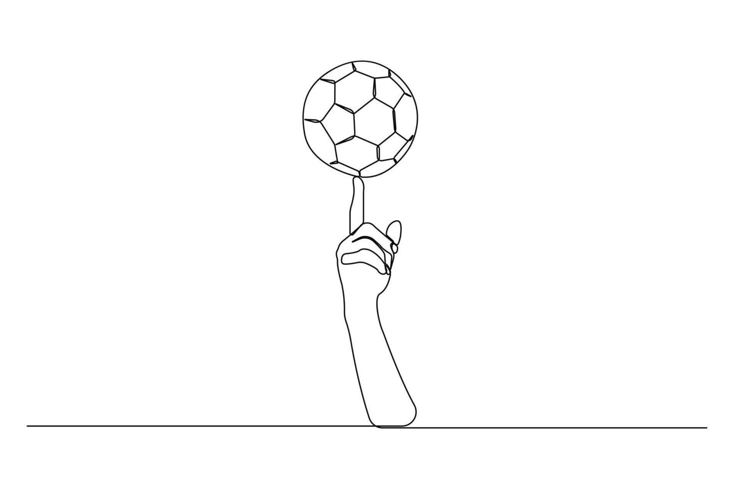 Spinning football on finger continuous line art drawing. Sports concept illustration. vector