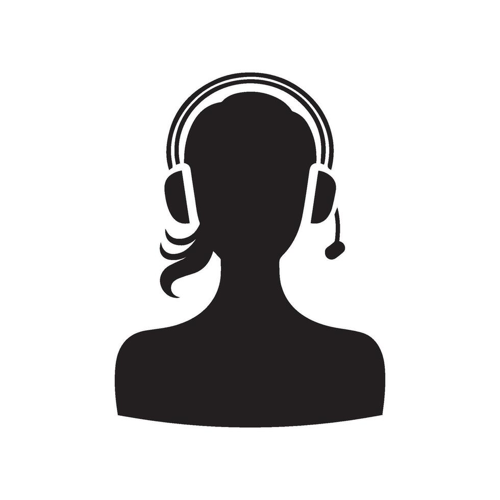 Simple illustration of a woman with wireless headset. vector