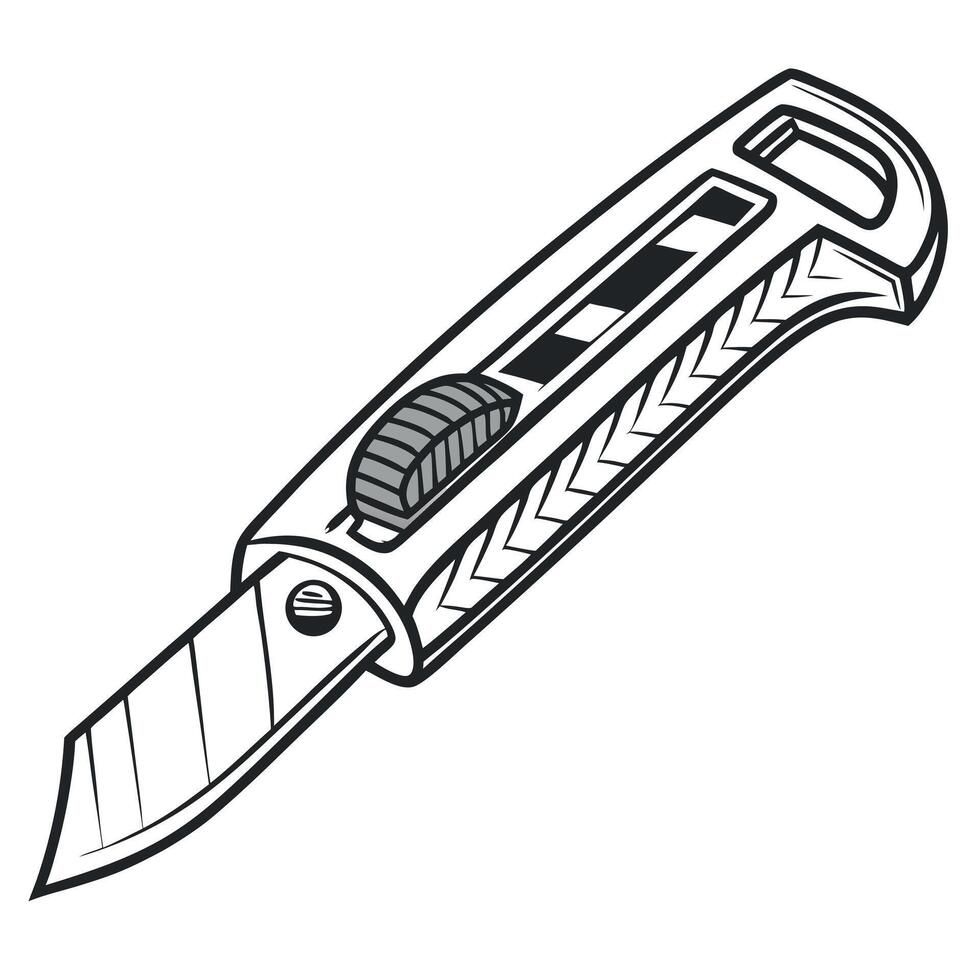 Utility knife with retractable blade isolated on white background vector