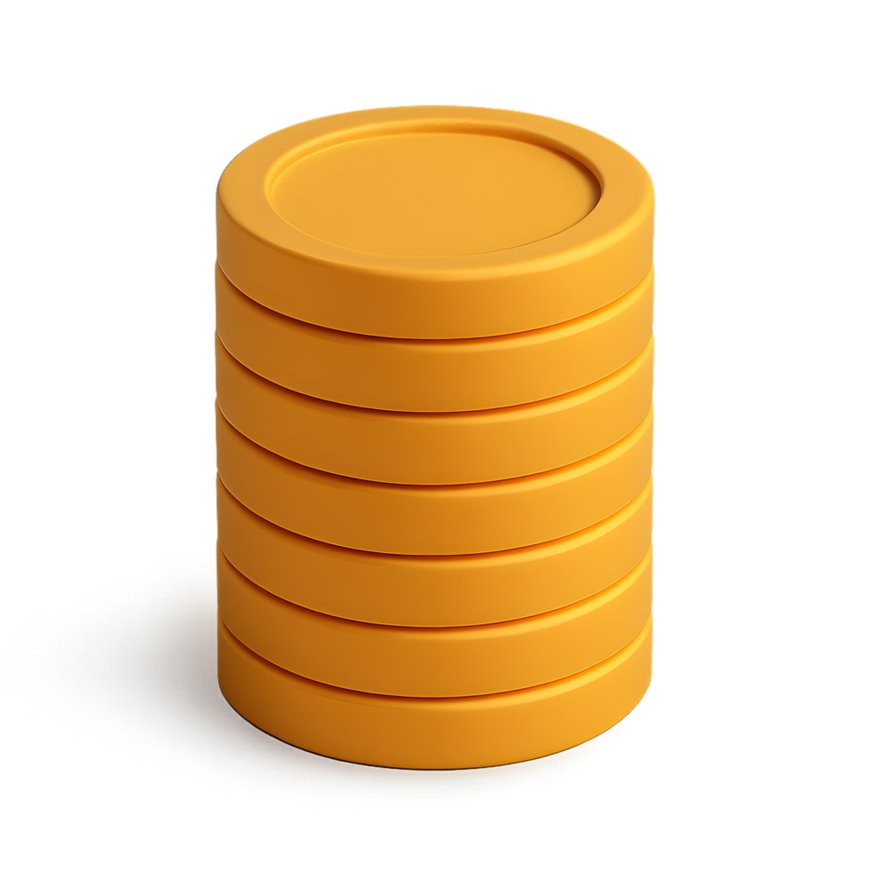 Transparent background of stacked yellow discs abstract design minimalist aesthetic studio setting macro view png