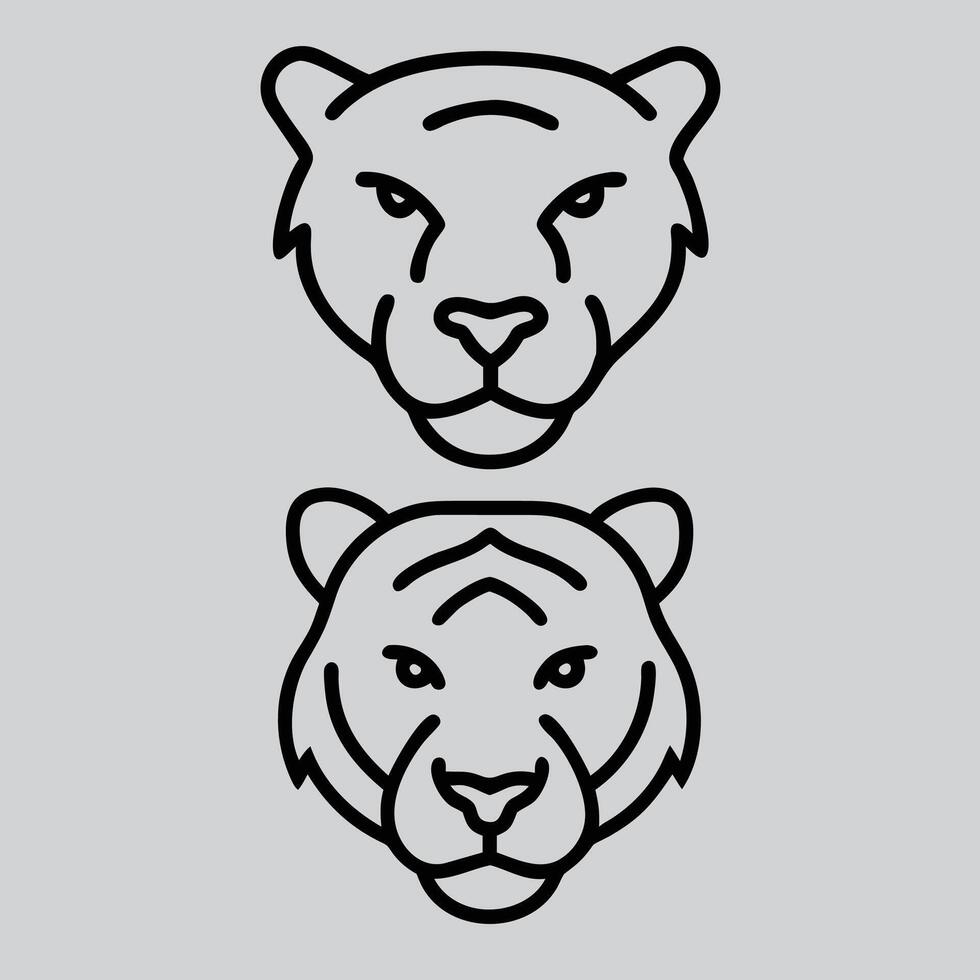 Line Art Tiger Face vector