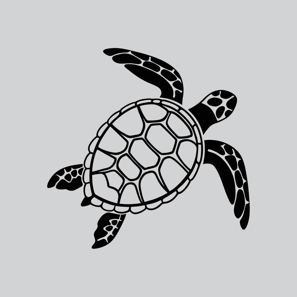 Black Sea Turtle Line Design vector