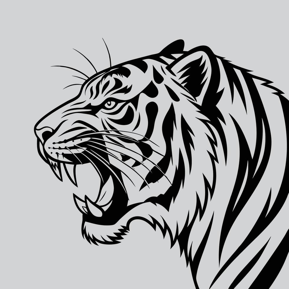Aggressive Tiger Face Illustration vector