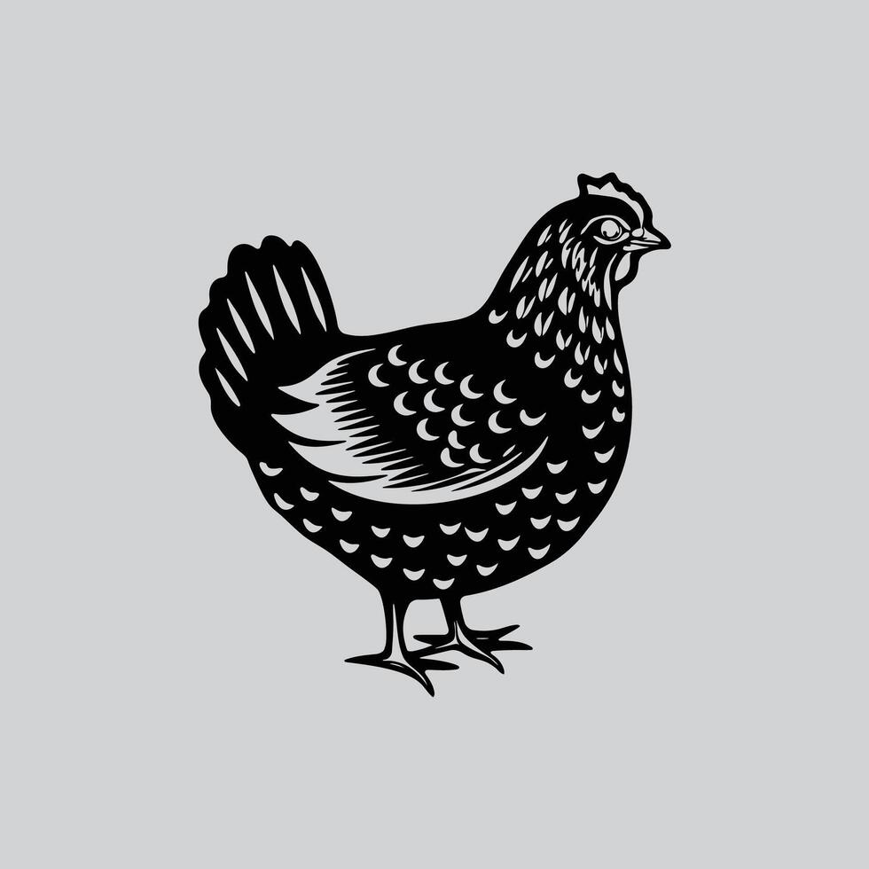 Black and White Chicken Silhouette vector