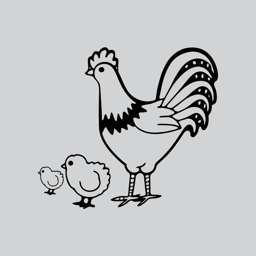 Simple Chicken Outline vector