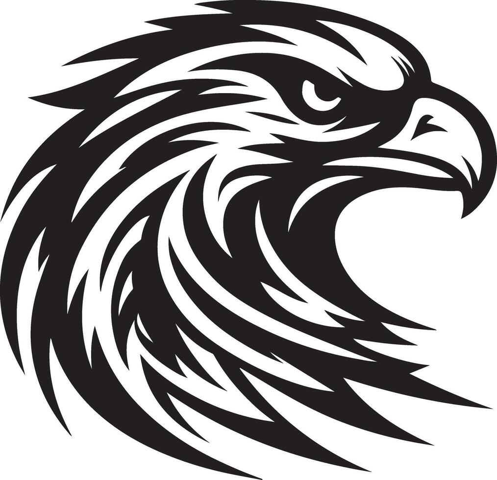 Printeagle tattoo Eagle Head with Sharp Tribal Lines Bold Silhouette Design new unique trendy 2025 vector