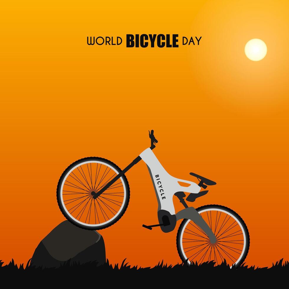 World bicycle day poster, world bicycle day template, June 3rd vector