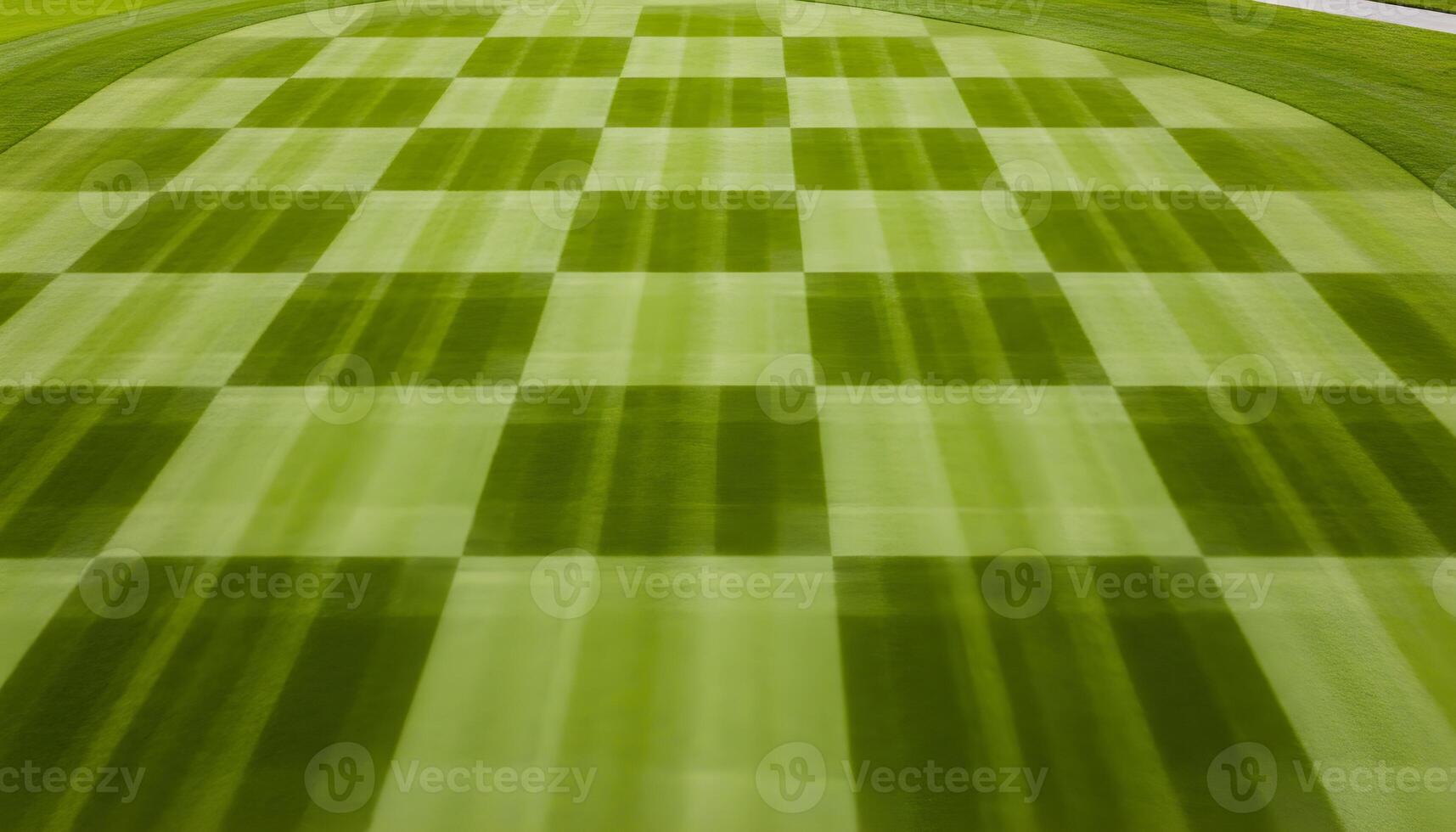 Aerial view of a manicured golf course with smooth grass lines and a small flag near the hole photo